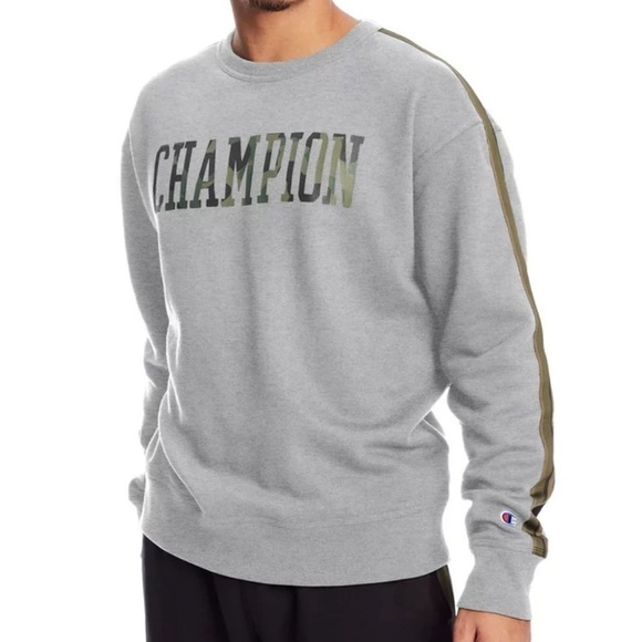 Champion Men's Powerblend Fleece Camo Crewneck Sweatshirt with Taping - Picture 1 of 10